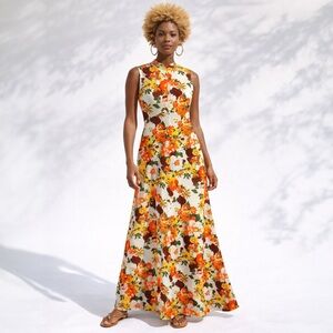 Vintage 70s Floral Fit & Flare Maxi Dress